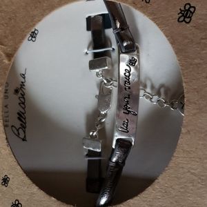 Bellisima Use Your Voice Black Leather Bracelet